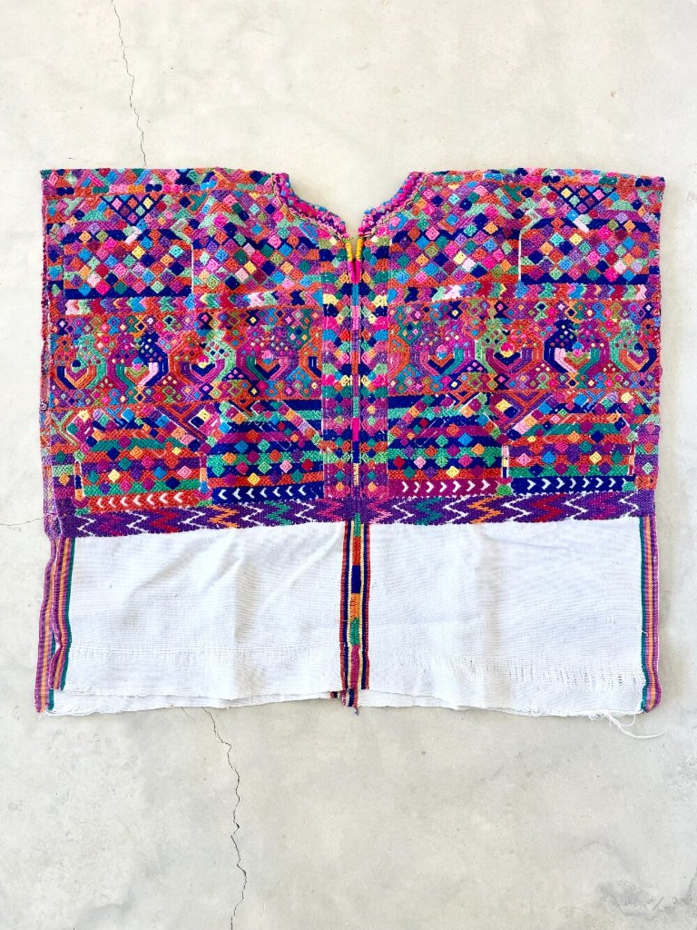 Vintage Handwoven Embroidered Huipil Top • Colorful Artisan Textile